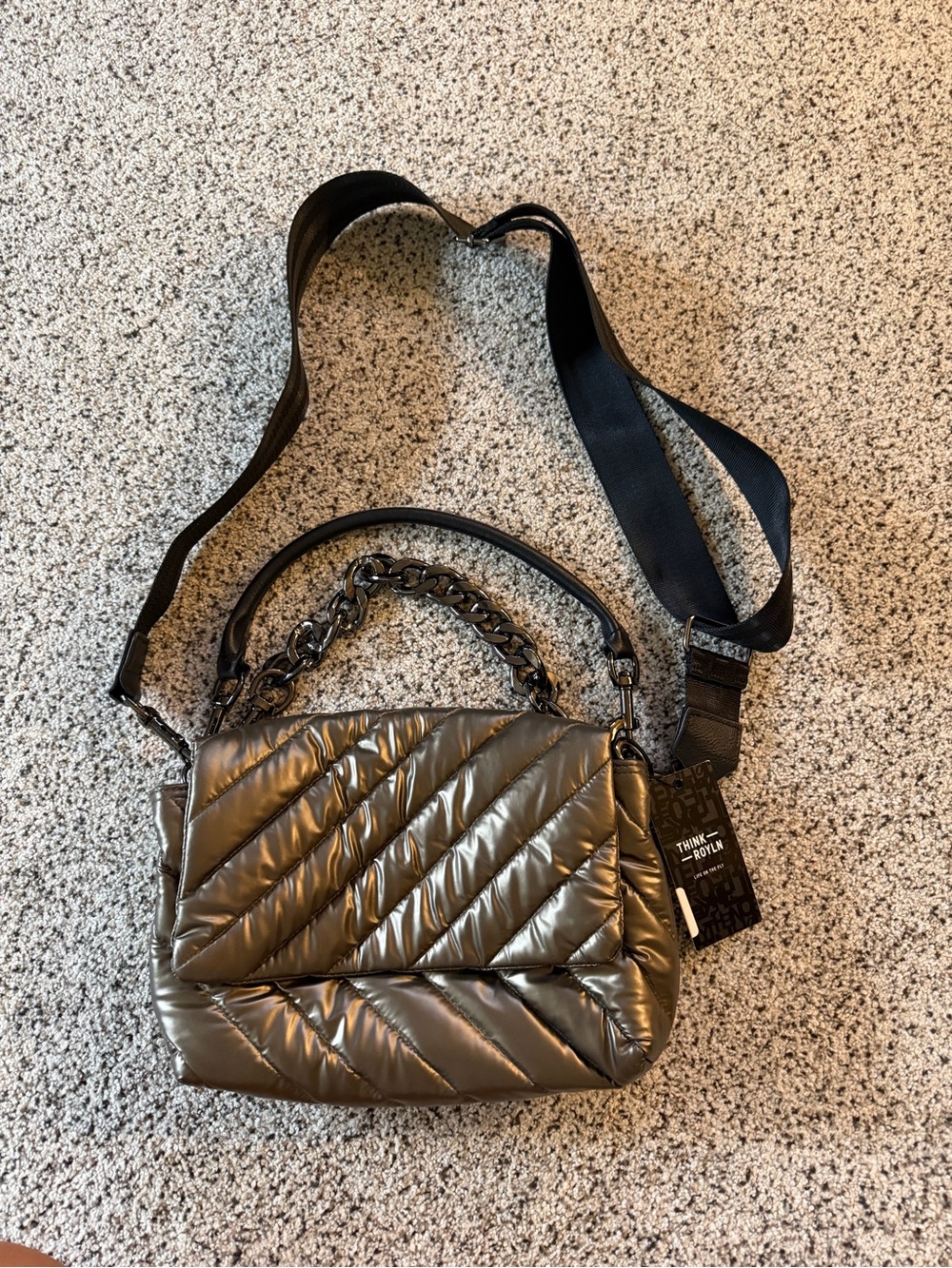 NWT Think Rolyn Muse Bag Quilted metallic